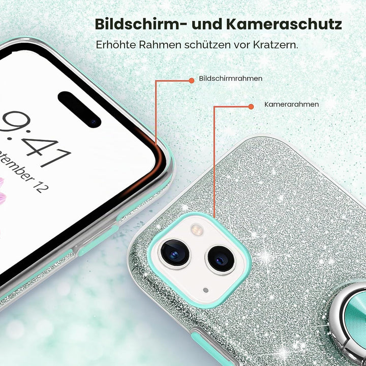 SouliGo iPhone 14 Hülle, iPhone 14 Hülle Glitzer, iPhone 14 Handyhülle Silikon Case Cover mit 360 Gr