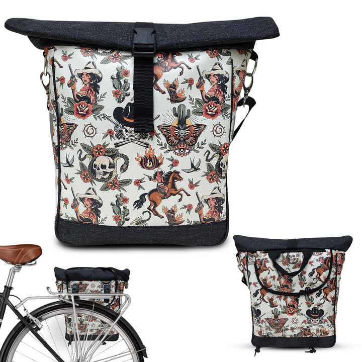 Ikuri Fahrradtasche für Gepäckträger Satteltasche Einzeltasche Packtasche, abnehmbar, mit Tragegurt