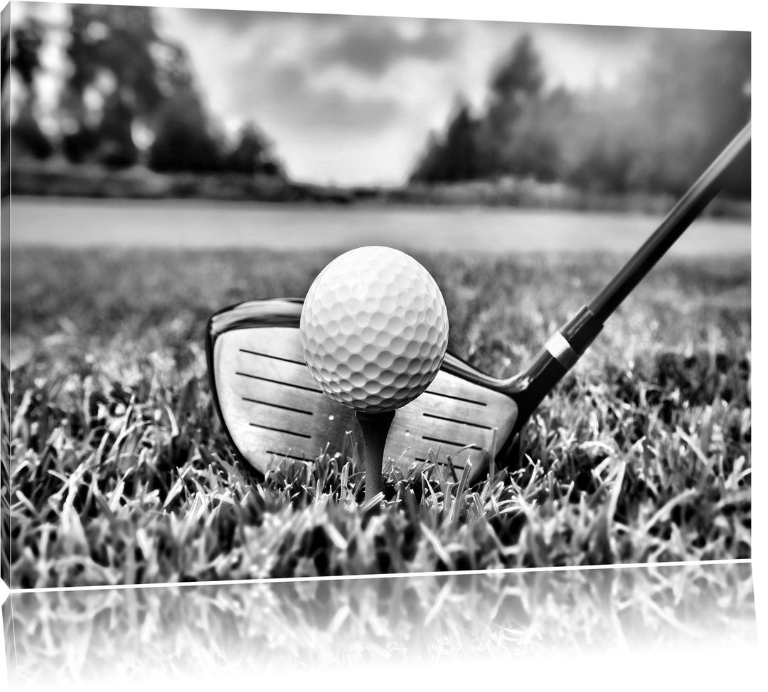 Monocrome, Golf Abschlag, Format: 100x70 auf Leinwand, XXL riesige Bilder fertig gerahmt mit Keilrah