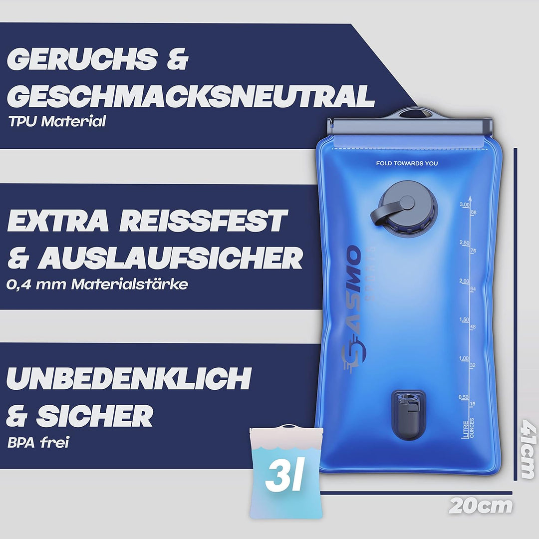SASMO® Trinkblase 3l | mit Magnet Clip, Trinkblase 3L - Magnet Clip