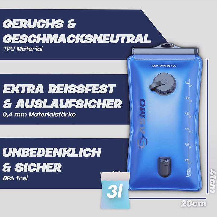 SASMO® Trinkblase 3l | mit Magnet Clip, Trinkblase 3L - Magnet Clip