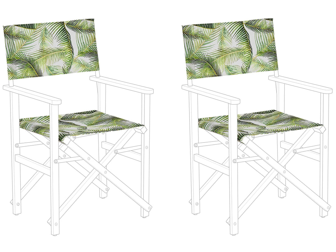 Moderne Stoffbezüge grün / weiss Palmenmotiv 2er Set für Gartenstühle Cine
