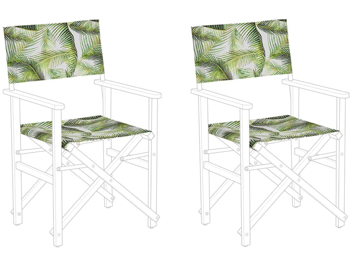Moderne Stoffbezüge grün / weiss Palmenmotiv 2er Set für Gartenstühle Cine