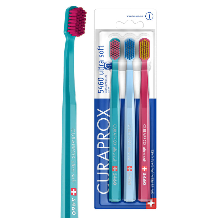 Curaprox Zahnbürste Set CS 5460-3er-Pack Ultra Soft Handzahnbürste für Erwachsene 5460 mit super wei
