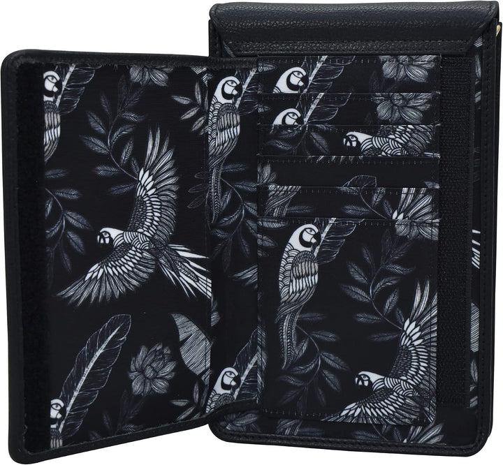 Anuschka RFID Crossbody Handytasche mit Börse - Wanderlust Kollektion - Nylonstoff mit Leder Trim un