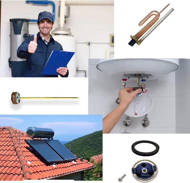 Kit Heizelementflansch gebogen + Magnesiumanode + Gummidichtung + Befestigungsschraube, 1500 W, inkl