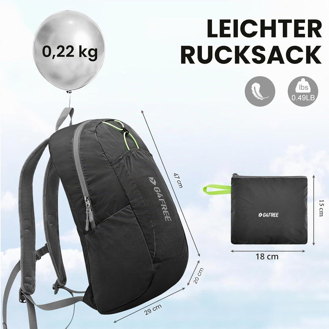 G4Free Faltbarer Leichter Rucksack 25L Unisex Tagesrucksack Kleiner Reiserucksack Wanderrucksack Tre
