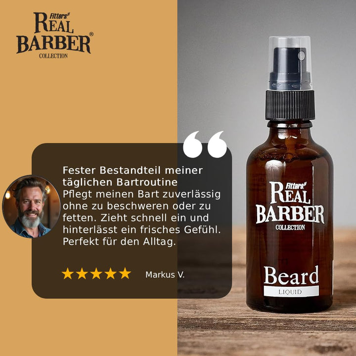 Bart Liquid (50ml) · REAL BARBER COLLECTION · Beard Liquid für Herren - ohne zu ölen. Bartpflege für
