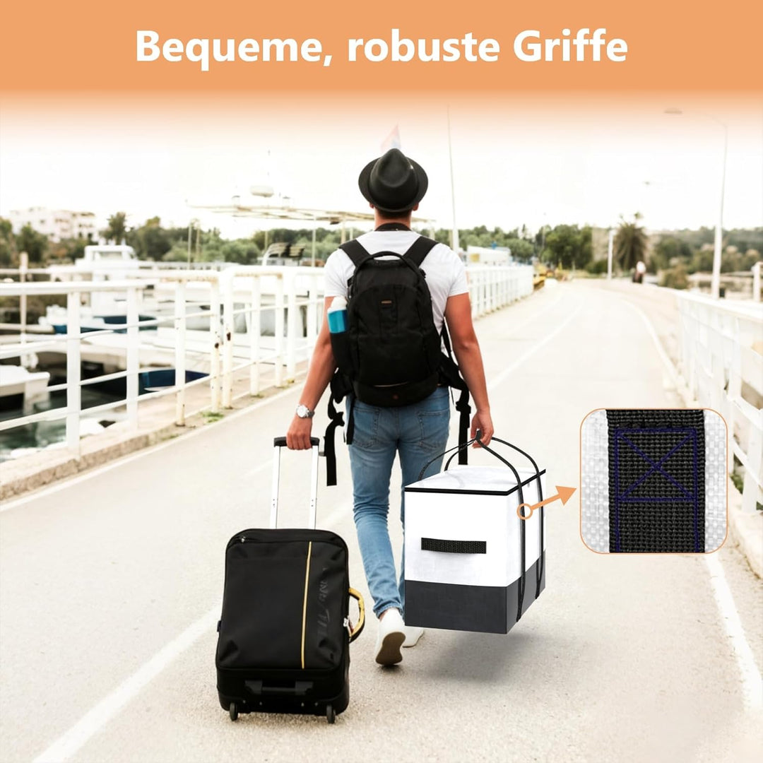 6-Pack Extra Schwere Duty-Grosse Umzugstaschen mit starkem Reissverschluss und komfortablen Griffen,