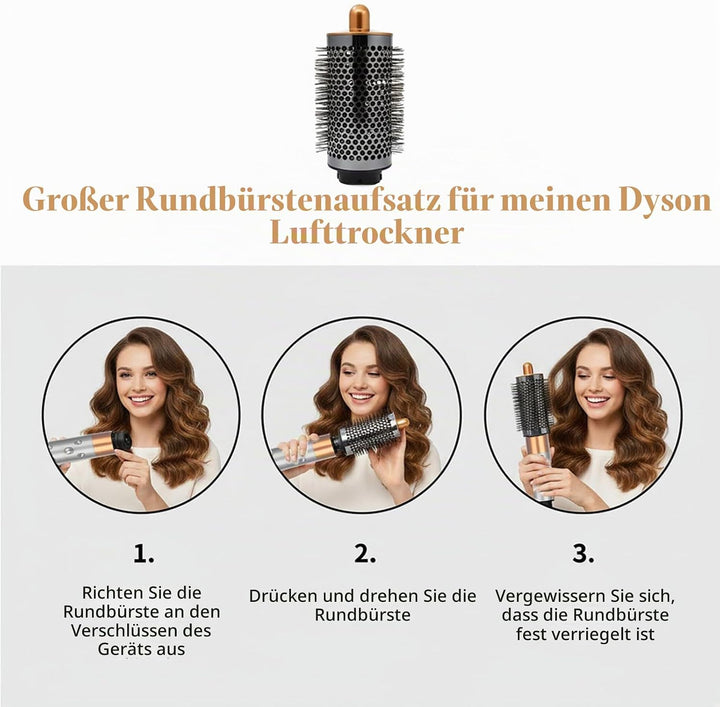 Volumenbürste Aufsatz kompatibel mit Dyson Airwrap Styler HS01 HS05 HS08, Rundbürste Zubehör für ext