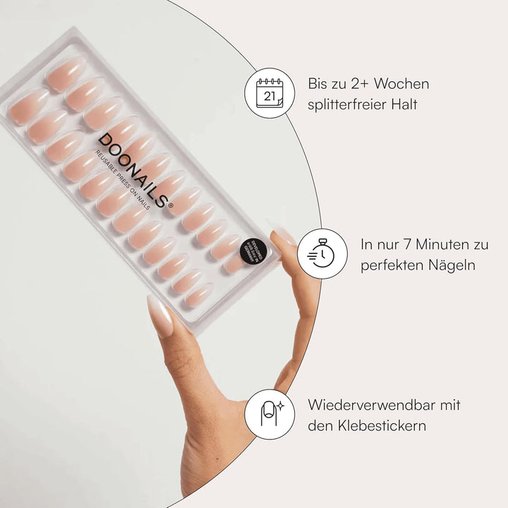 DOONAILS Soft Gel Press On Nails 30er Set Babyboomer Almond Form Ombre Nägel zum Aufkleben Full Cove