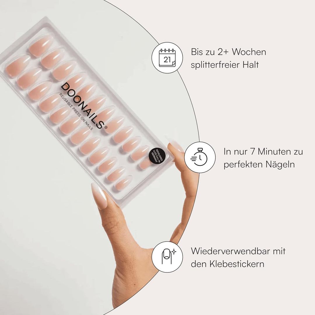DOONAILS Soft Gel Press On Nails 30er Set Babyboomer Almond Form Ombre Nägel zum Aufkleben Full Cove
