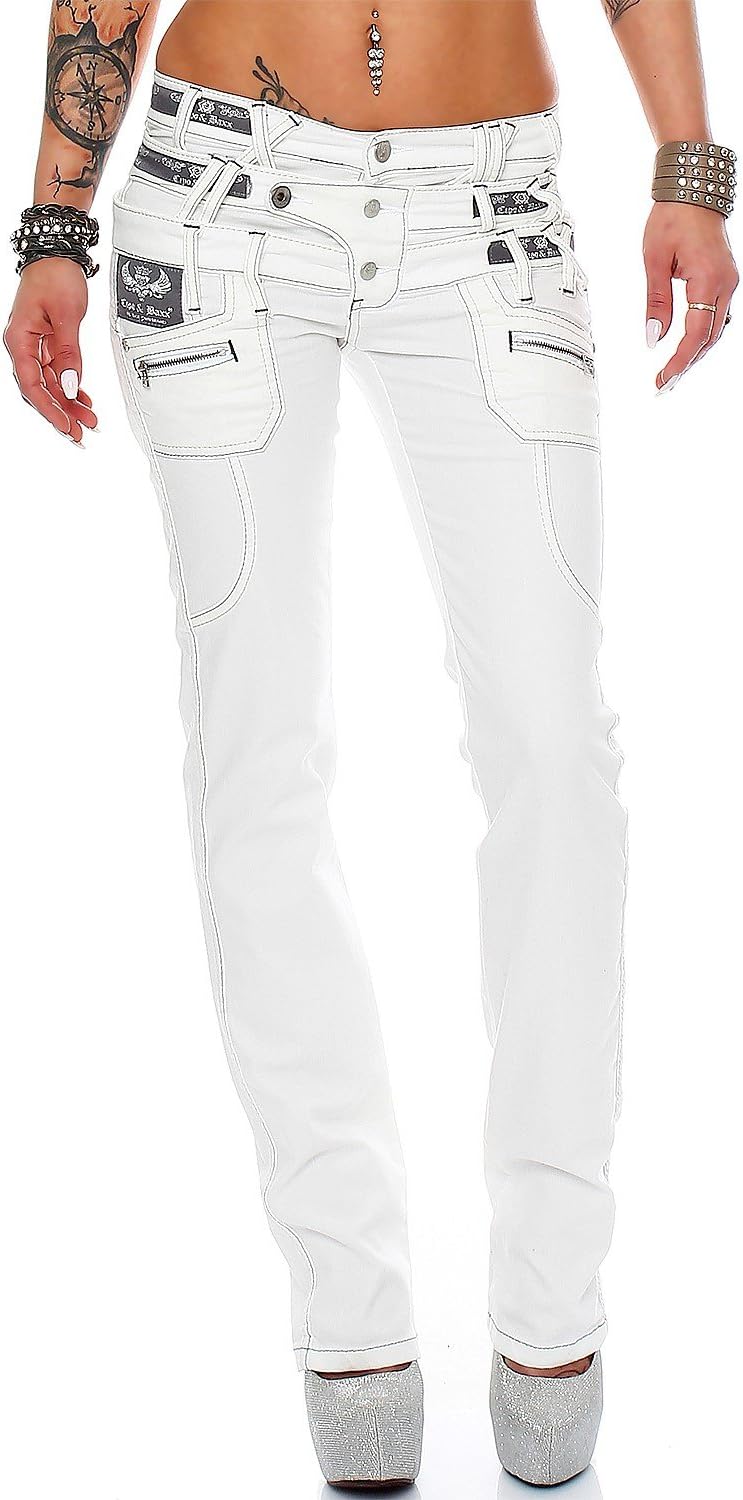 Cipo & Baxx Damen Jeans mit verzierten Gesässtaschen Stilvolle Passformen für jeden Anlass Komfort D