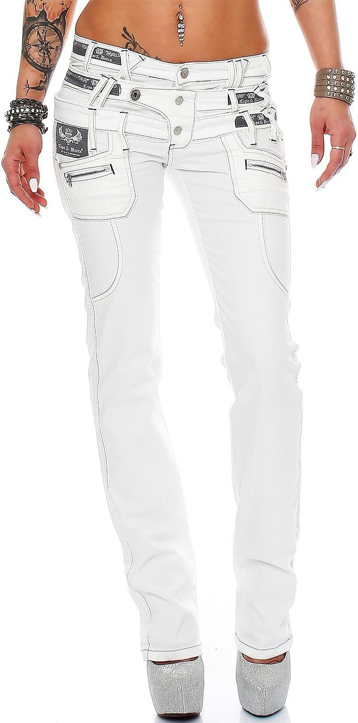Cipo & Baxx Damen Jeans mit verzierten Gesässtaschen Stilvolle Passformen für jeden Anlass Komfort D