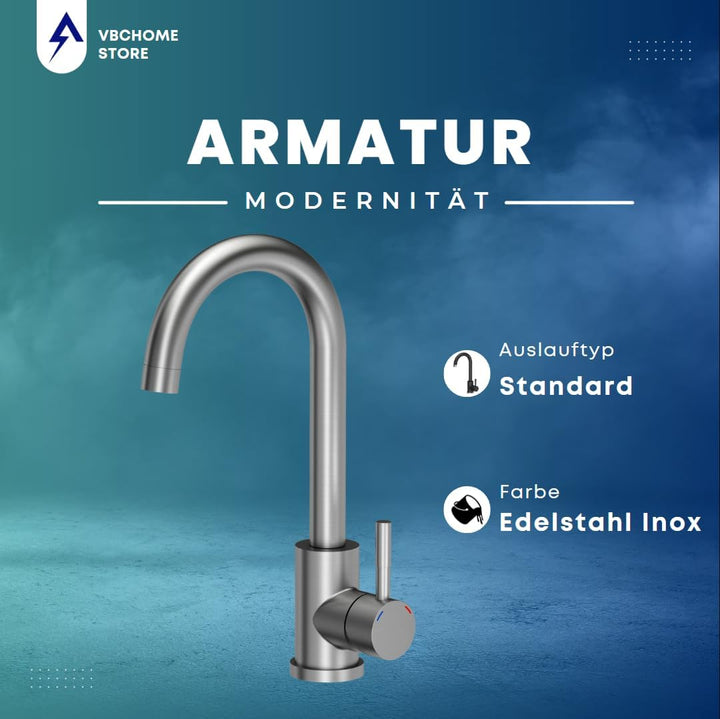 VBChome Einbauspüle mit Armatur 66x42 Leinenstruktur Edelstahl Küchenspüle Spüle Ablagefläche Abtrop