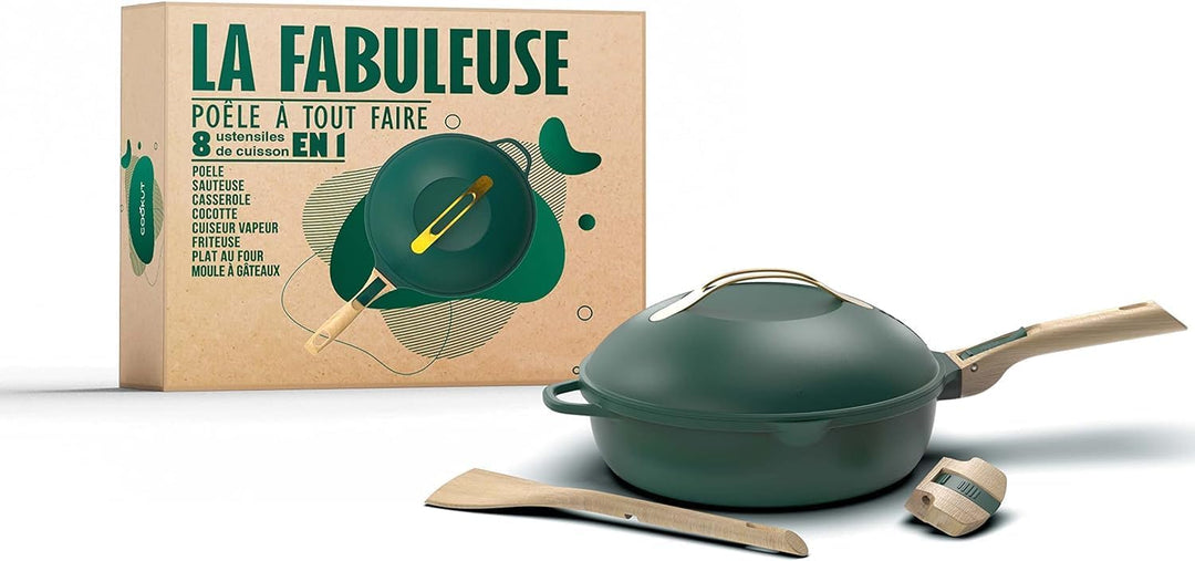 COOKUT - Die fabelhafte 8-in-1-Pfanne – 24 cm – ein einziges Utensil, das Pfanne, Topf, Schmortopf e