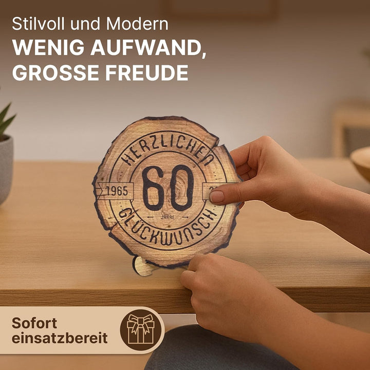 Baumscheibe mit Gravur für 45. Geburtstag – Geburtstags Geschenk aus Holz – Hochwertige Holz Geschen