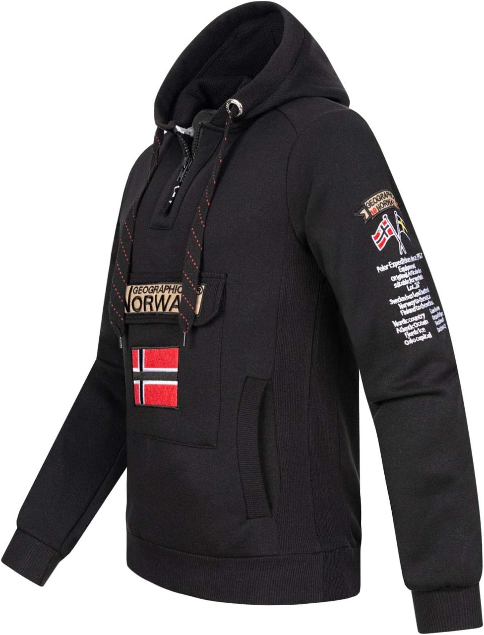 Geographical Norway GYMCLASS Men - Herren Kängurutasche Hoodie Sweatshirt mit Markenlogo und Langarm