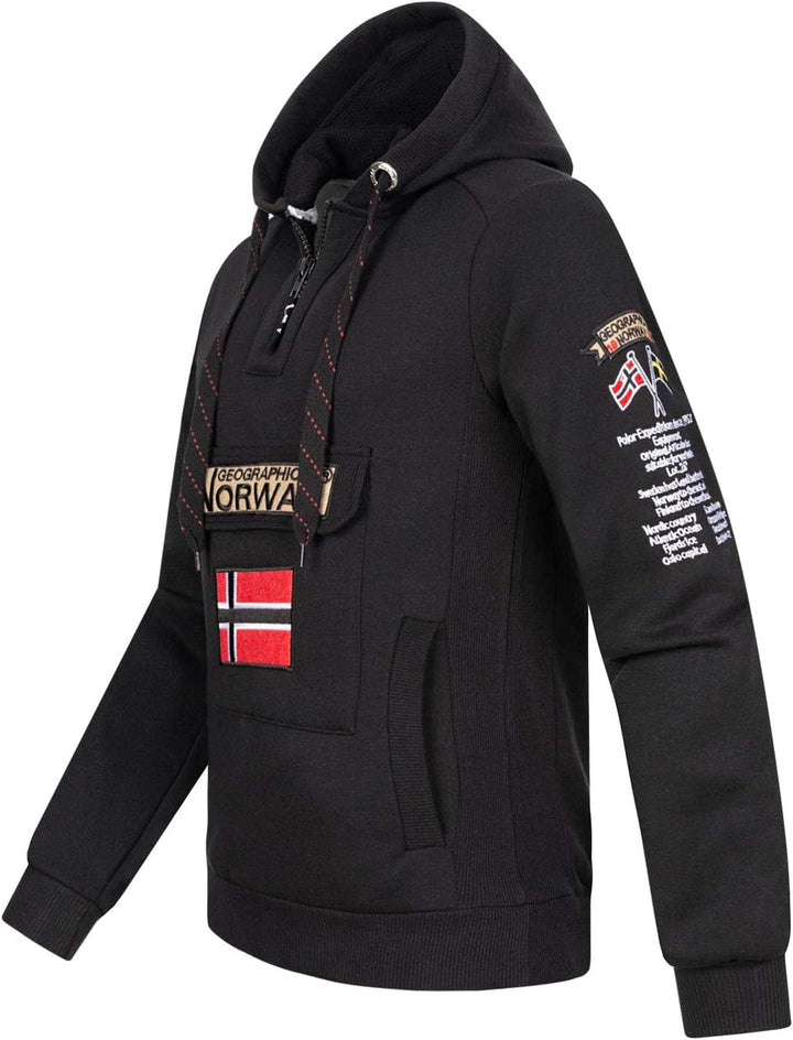 Geographical Norway GYMCLASS Men - Herren Kängurutasche Hoodie Sweatshirt mit Markenlogo und Langarm
