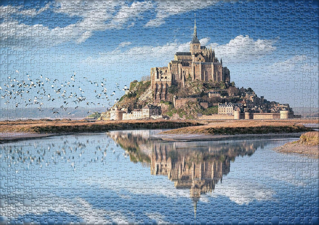 Ulmer Puzzleschmiede - Puzzle „Schloss Mont Saint-Michel“ – Klassisches 1000 Teile Puzzle – Puzzlemo