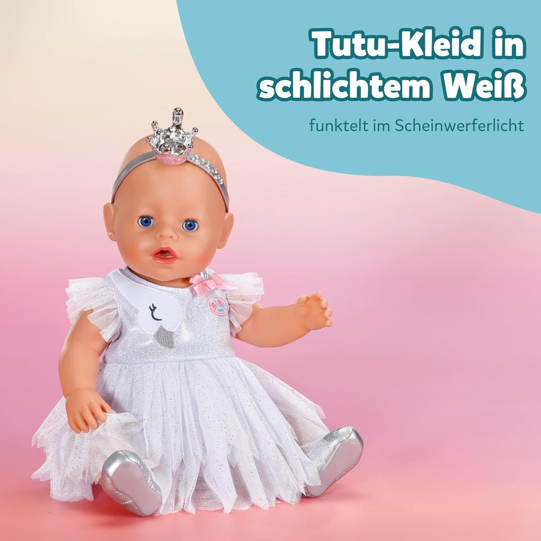 BABY Born Ballerina-Outfit - Body &amp; Tüll-Rock mit Schwanen-Stickerei - Inkl. Haarreif mit Krone &amp; Sc