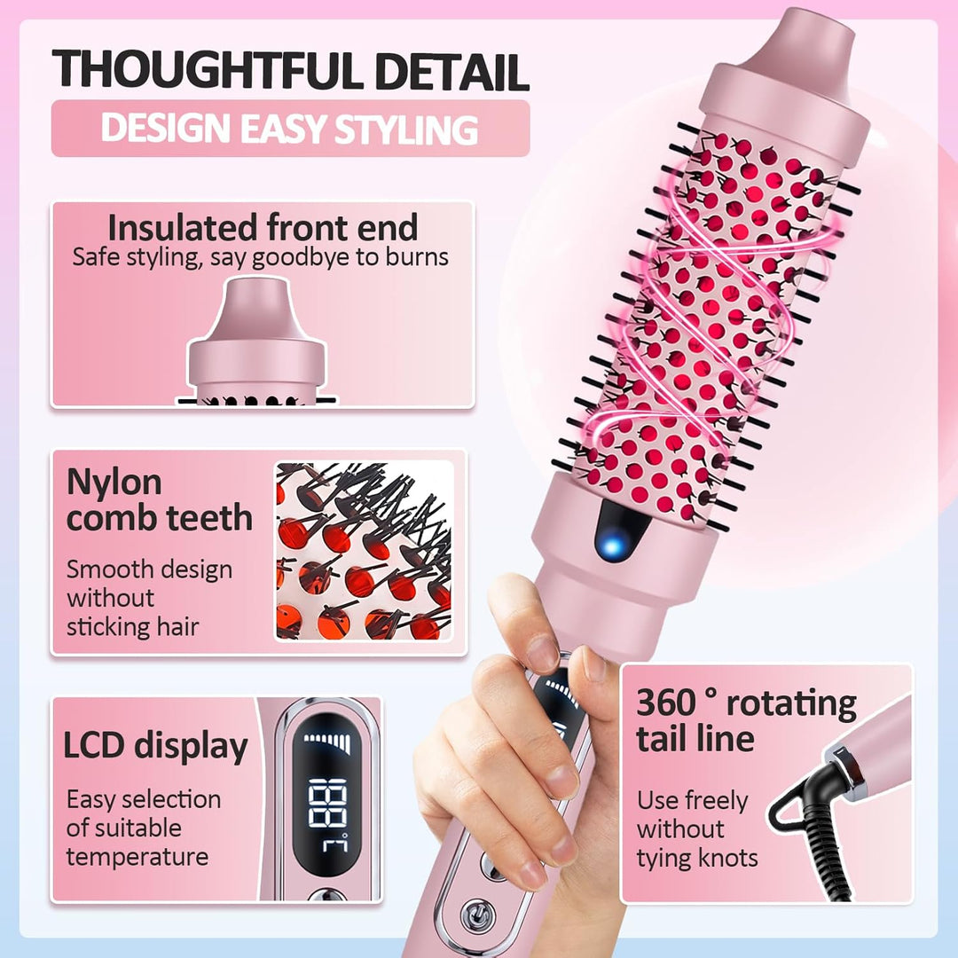 38 mm Thermal Brush, 3-in-1 Thermobürste für Schnelles Volumen, Locken, Glätten, Salon-Blowouts,5 Te