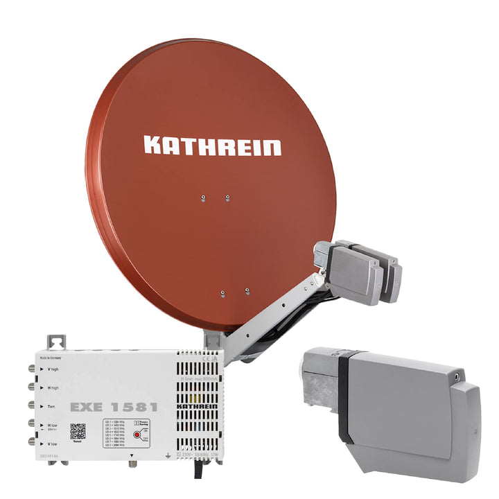 Kathrein CAS 90 ro Sat-Antenne multifeedfähig rotbraun - 8 Teilnehmer mit Unicable 8 Teiln. Unicable