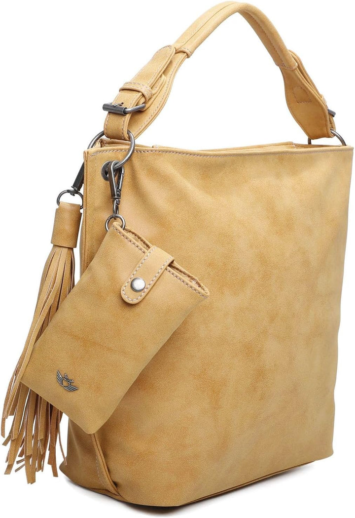 Fritzi aus Preussen Damen Fritzi 1 Big Hobo Schultertasche Honey Mustard, Honey Mustard