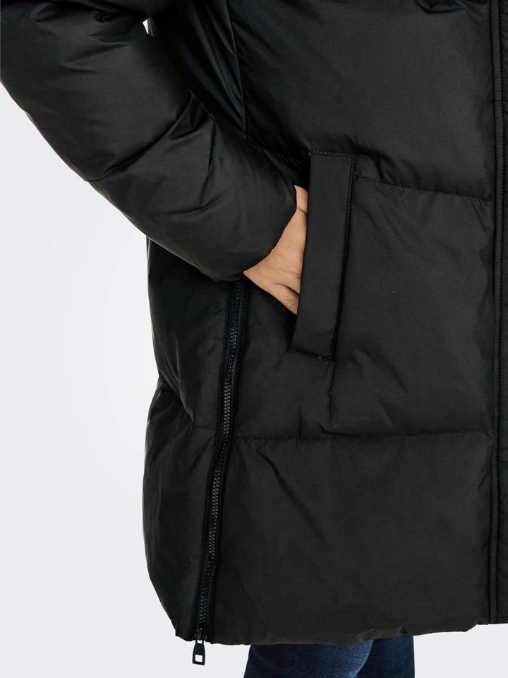 ONLY Damen Mantel ONLALICIA DOWN HOOD COAT OTW XS Schwarz, XS Schwarz