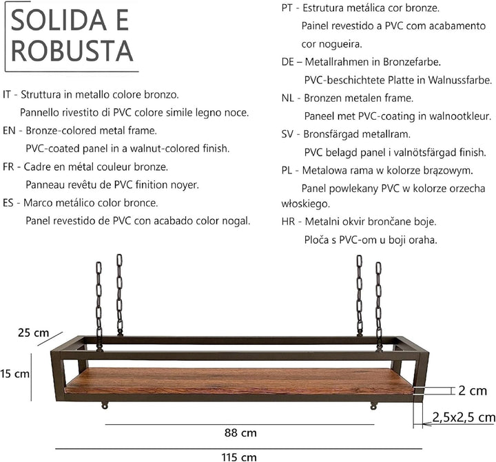 YELLOO - Pflanzenregal Indoor Outdoor, Balkon Deko, Blumenständer Metall Hängendes Regal mit Ketten