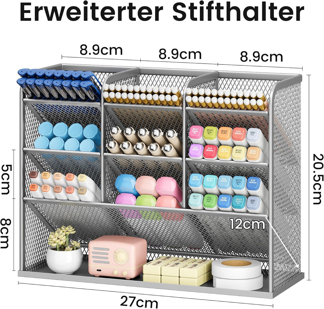 VITVITI Schreibtisch Organizer, 9 Fächer Stiftehalter, Netz Stifte Regal aus Metall, Stiftehalter Sc