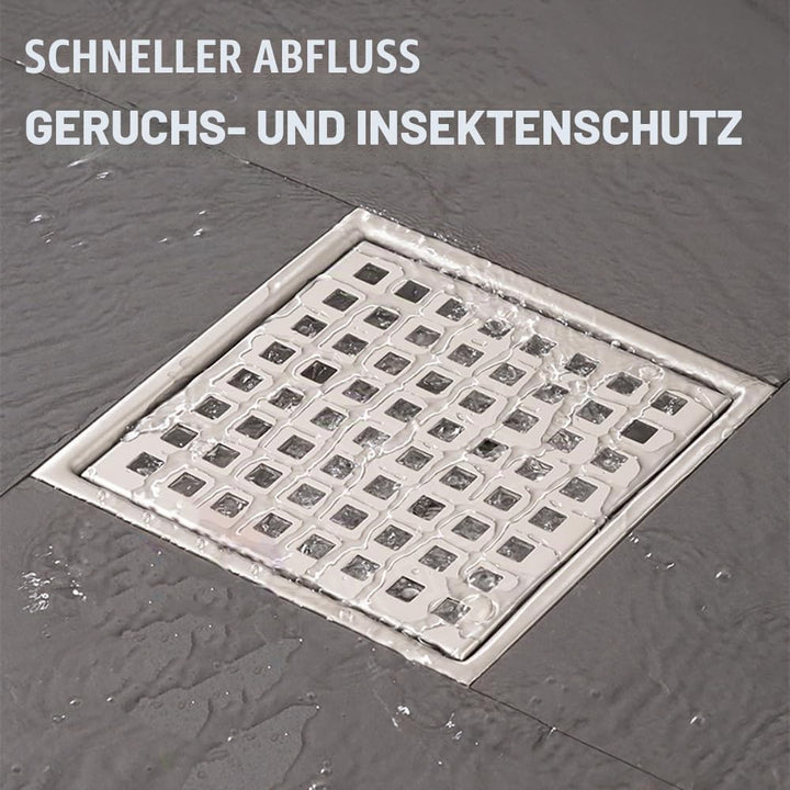NEWFUN Bodenablauf DN 50, Duschablauf Flach,15 * 15cm Bodenablauf Edelstahl, Geruchshemmender, Unsic