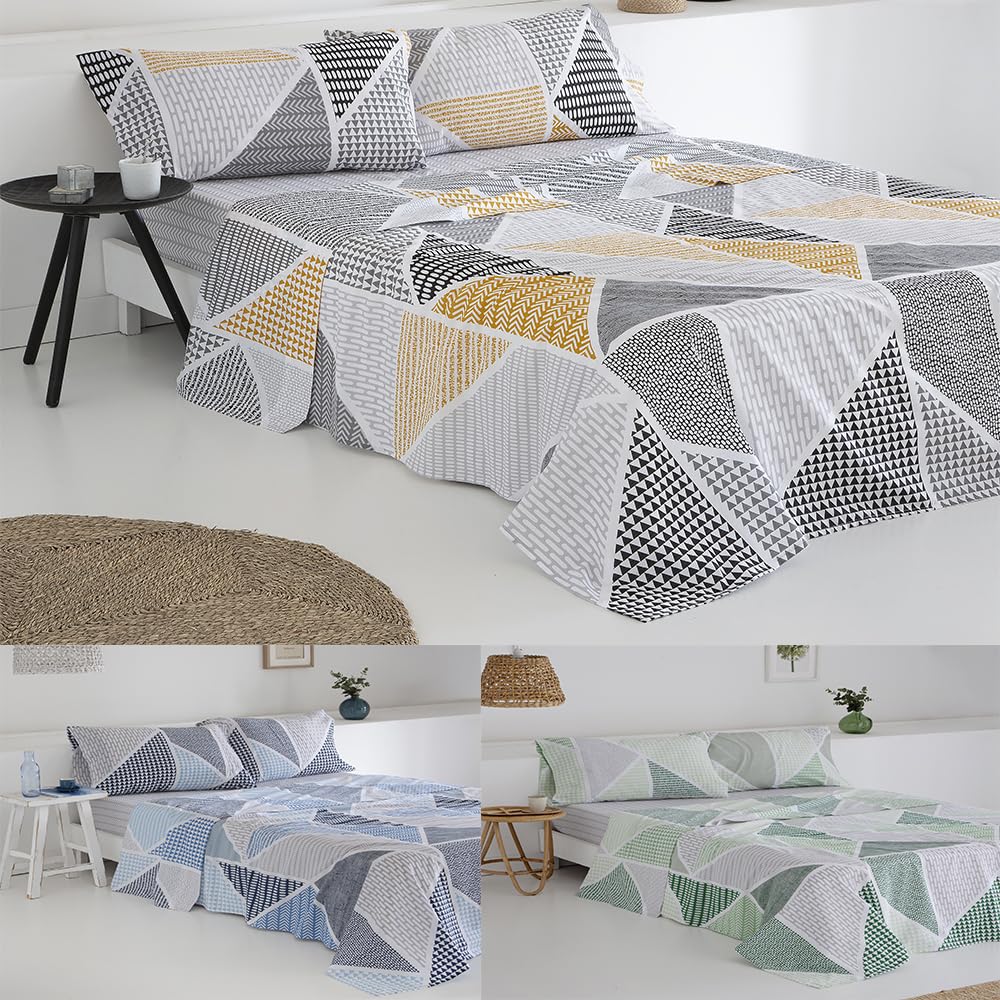 COTTON ARTean Geka Bettwäsche-Set, 200 x 190/200, 50 % Baumwolle, 50 % Polyester, Farbe Grau und Sen