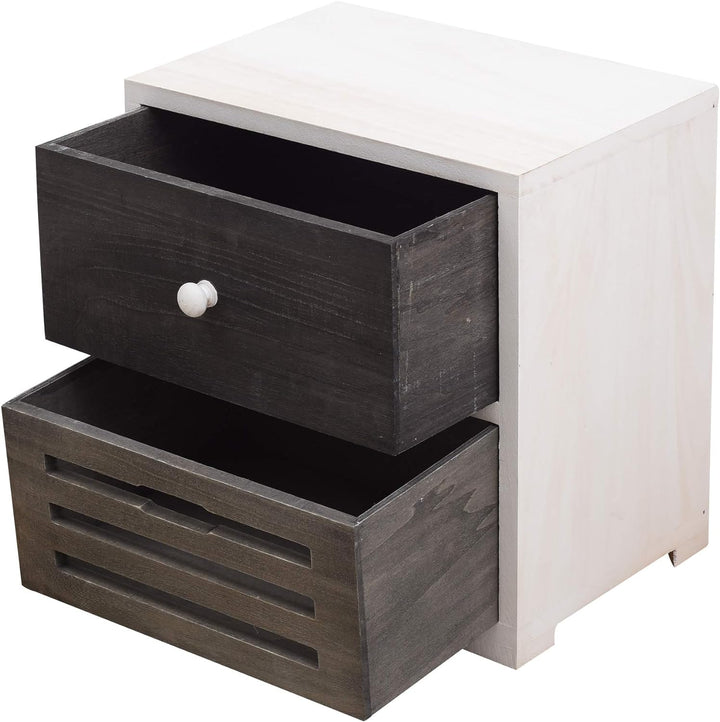 Rebecca Mobili Nachttisch Shabby für Schlafzimmer, Badschrank mit 2 Schubladen, Paulownienholz, Weis