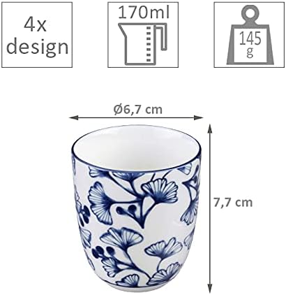 TOKYO design studio - 5-TLG. - Flora Japonica Tee-Set blau-weiss, 1x Tee-Kanne 1,25 l und 4X Tee-Tas