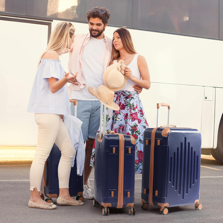 LEADZM Kofferset 3 teilig, Reisekoffer Set mit Eckenschutz, Koffer Set Hartschalen-Trolley aus ABS m