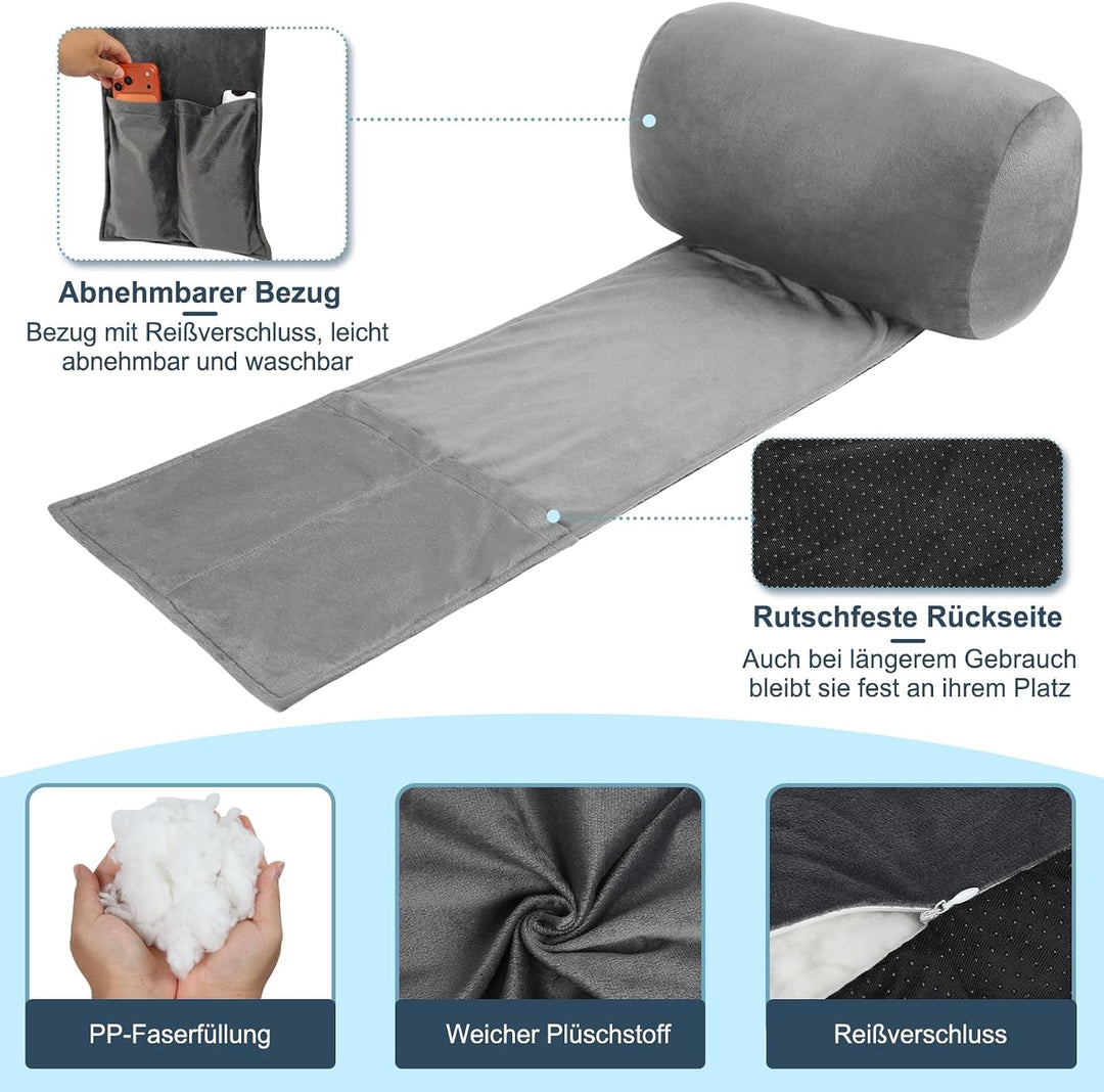 Ergonomisches Samt Nackenkissen für Stühle und Sofas | Rutschfest mit 2 Taschen, abnehmbarer Bezug,