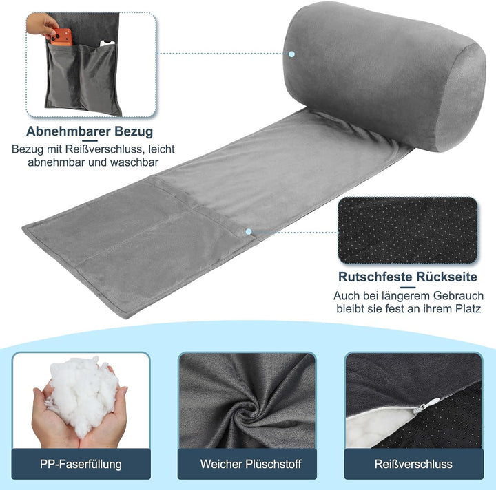 Ergonomisches Samt Nackenkissen für Stühle und Sofas | Rutschfest mit 2 Taschen, abnehmbarer Bezug,
