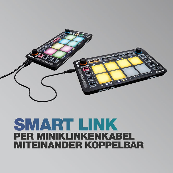 Reloop Neon – Add-On USB DJ Controller mit anschlagdynamischen RGB-Performance-Drumpads, Plug and Pl