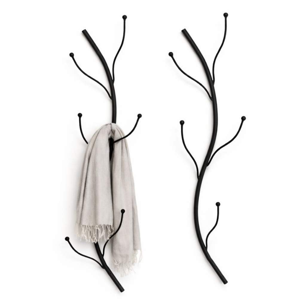 DanDiBo Wandgarderobe Schwarz Metall 2er Set Flora Garderobe Wand 93861 Garderobenhaken Flurgarderob