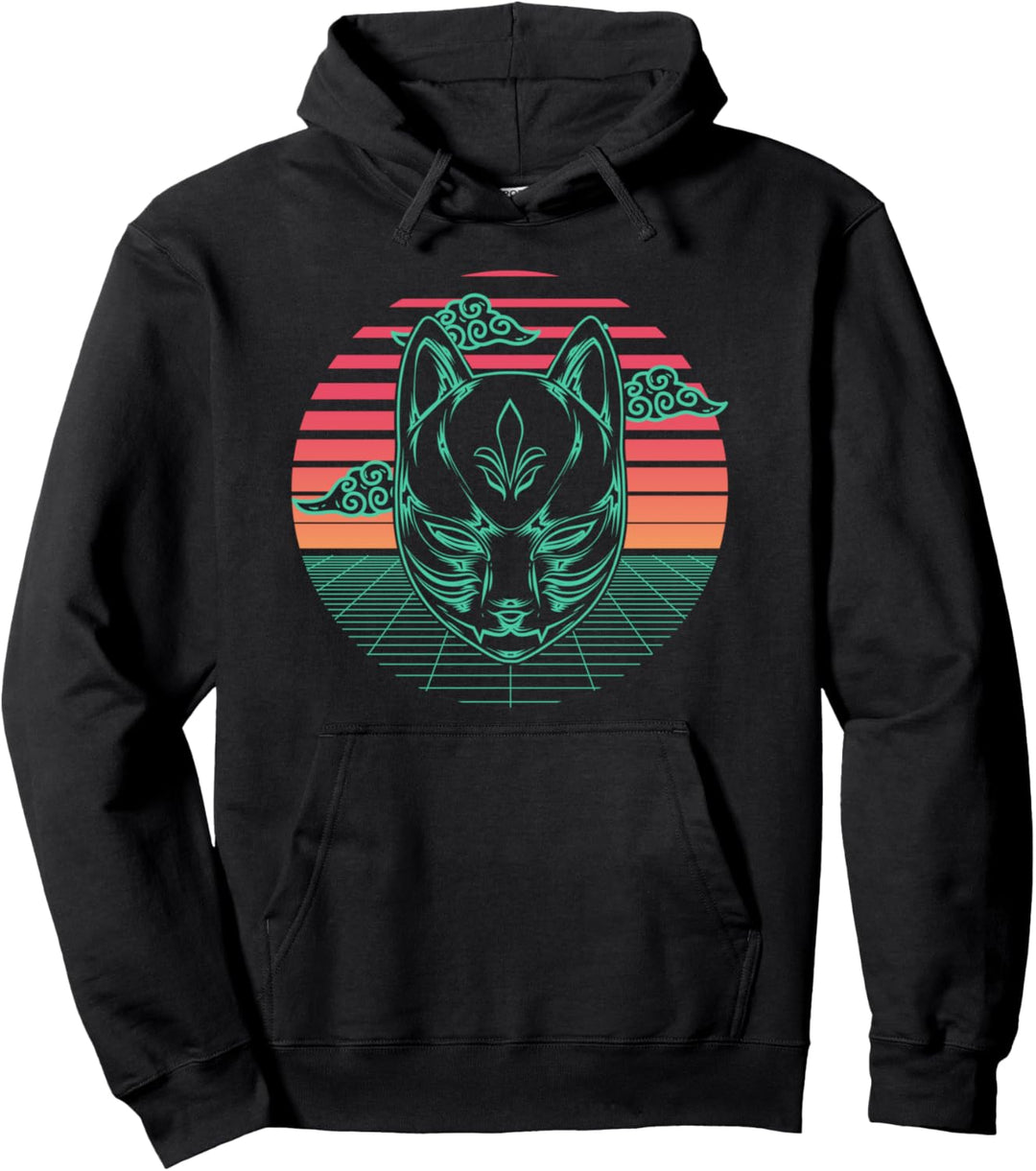 Kitsune Fuchs Maske Yokai Japanese Vaporwave Aesthetic Pullover Hoodie