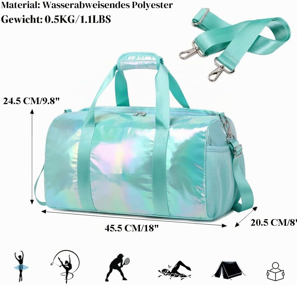 Laser Sporttasche für Kinder Mädchen Reisetaschen Weekender Multifunktion Schulsporttasche Trainings