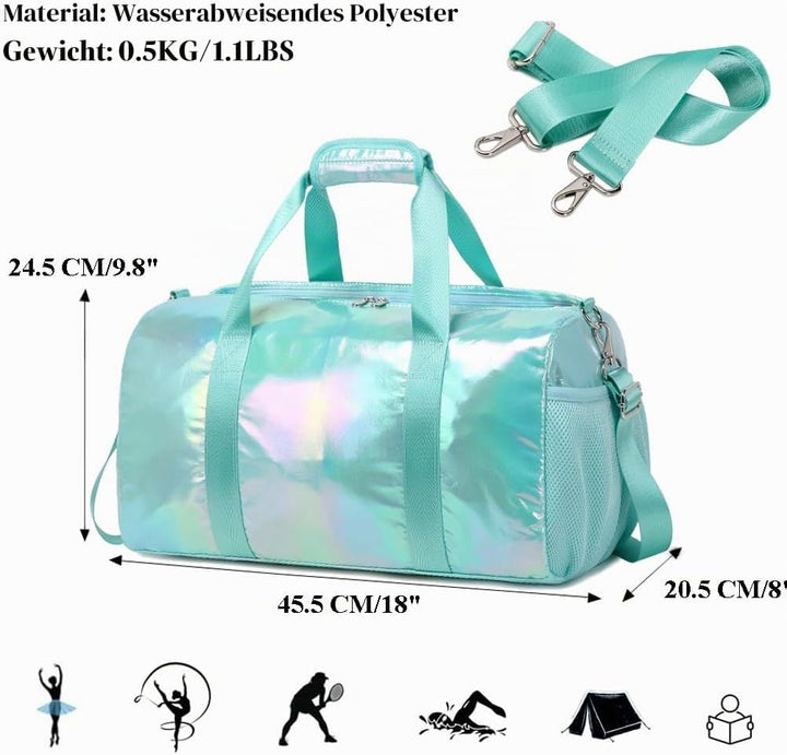 Laser Sporttasche für Kinder Mädchen Reisetaschen Weekender Multifunktion Schulsporttasche Trainings