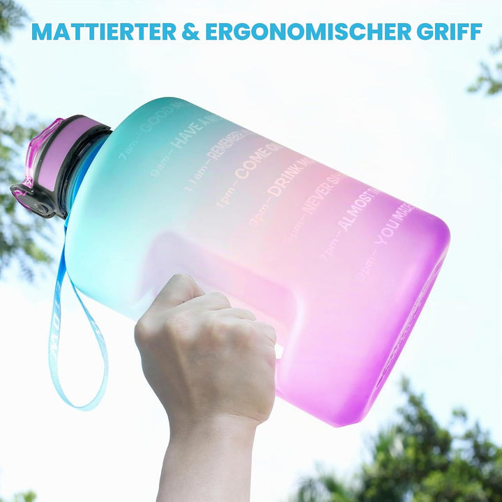 3,78 Liter Trinkflasche Sport mit Zeitangaben und Strohhalme, 3,78L Gross Sportflasche BPA Frei, Aut