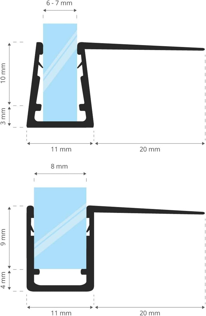 STEIGNER Duschdichtung, 180cm, Glasstärke 6/7/ 8 mm, Gerade PVC Ersatzdichtung für Dusche, UK11 Stär
