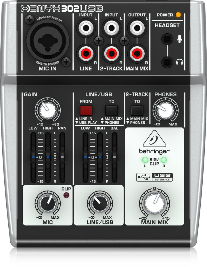 Behringer 302USB Erstklassiger 5-Eingangs-Mixer mit XENYX-Mikrofonvorverstärker und USB/Audio-Schnit