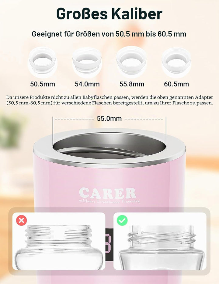 CARER BEAUTY Flaschenwärmer Baby unterwegs LCD-Display USB-Aufladung Konstante Temperatur Schnelles