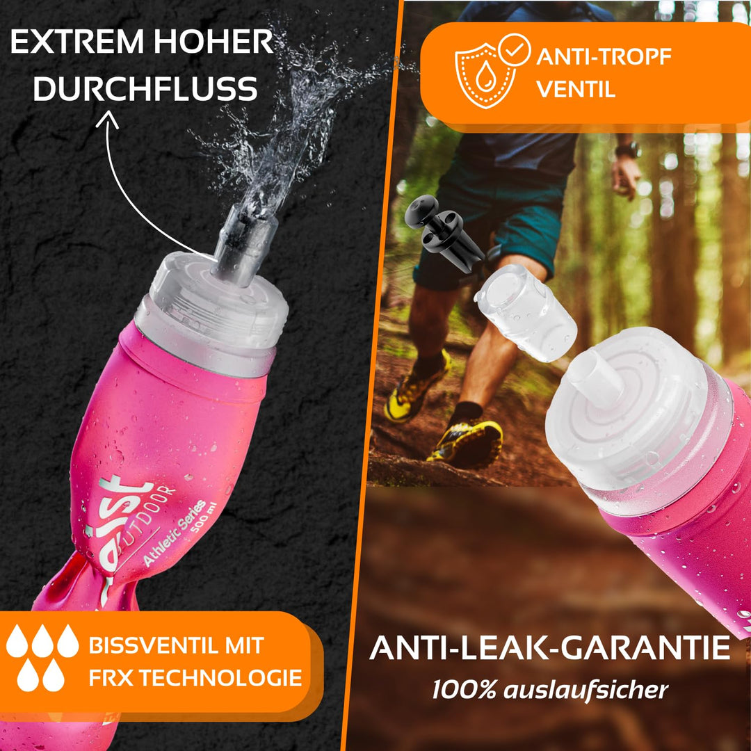 Soft Flask 500 ml FRX Pro (2er Set) Laufflasche TPU, BPA-frei, Faltflasche, faltbare Trinkflasche fü