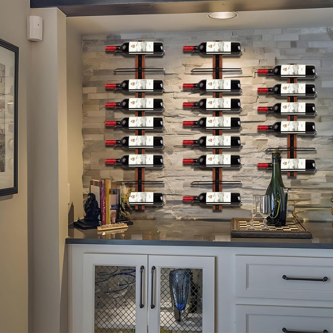 Weinregal zur Wandmontage Für 24 Weinflaschen, Flaschenhalter Flaschenregal Holz, Weinflaschenhalter