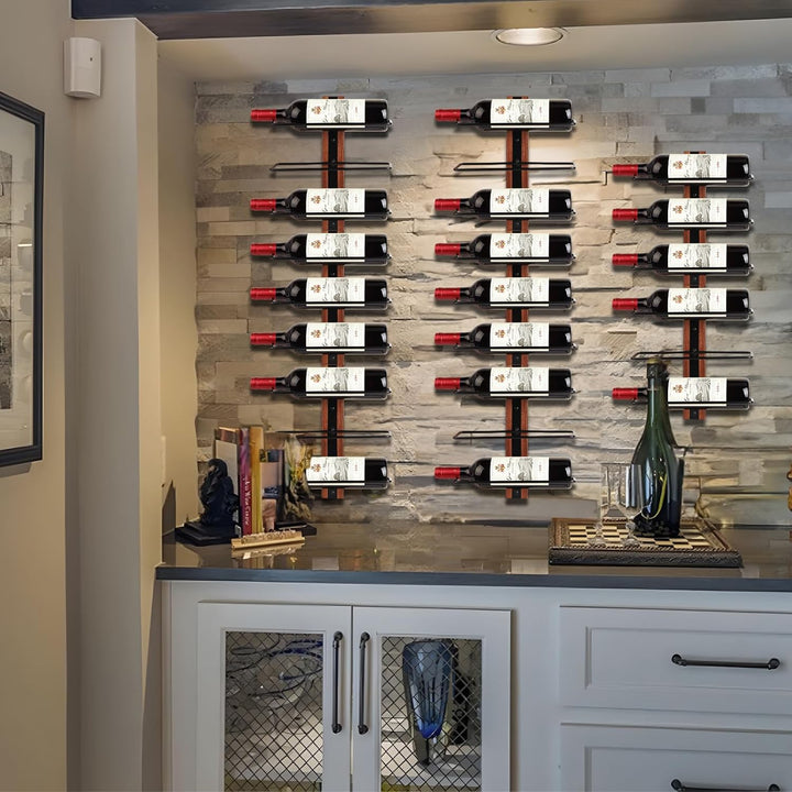 Weinregal zur Wandmontage Für 24 Weinflaschen, Flaschenhalter Flaschenregal Holz, Weinflaschenhalter